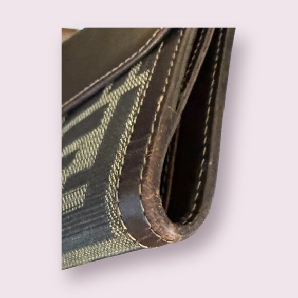 Vintage Fendi Zucca Canvas & Leather French Flap Wallet - Picture 5 of 8